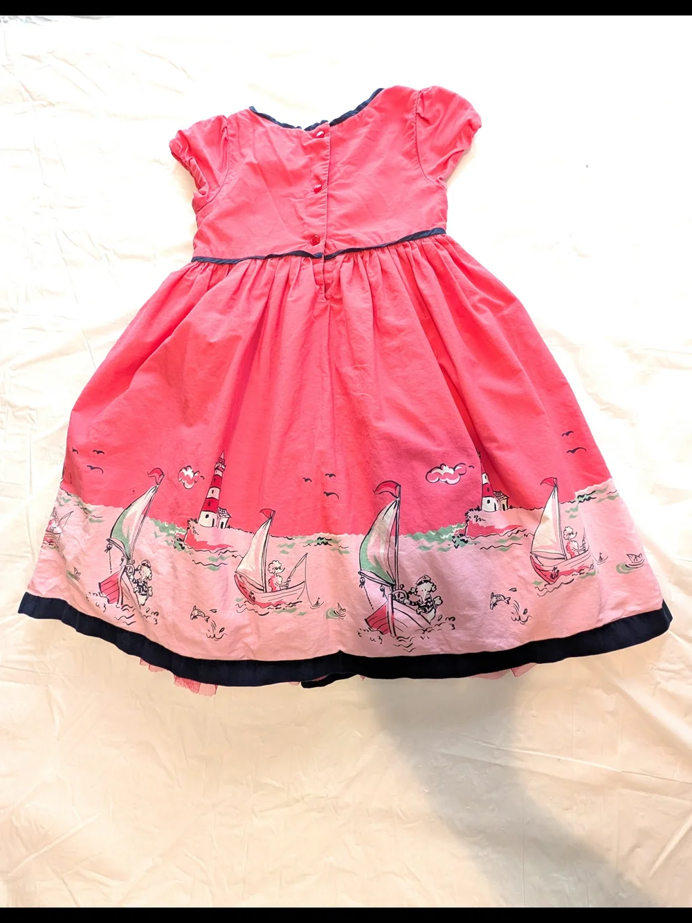 BabyGAP Pink Paris Poodle Sailboat Fishing Scene Dress W/ Tulle Slip Girls 4T